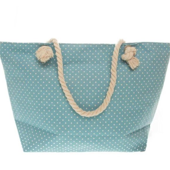 Carolina Blue Polka Dot Beach Tote - Picture 1 of 1